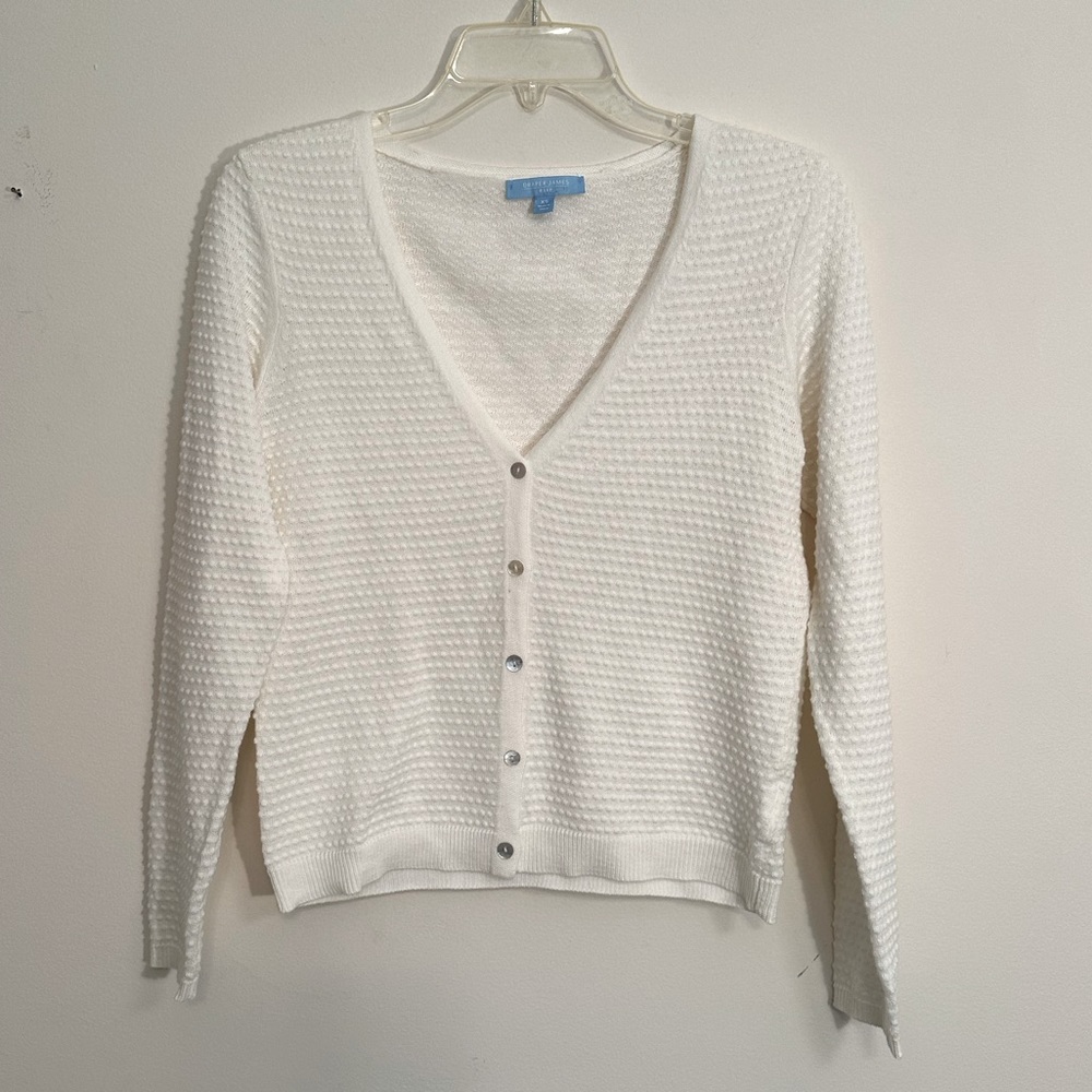 Draper James Rsvp White Textured Button Deep V Ne… - image 1